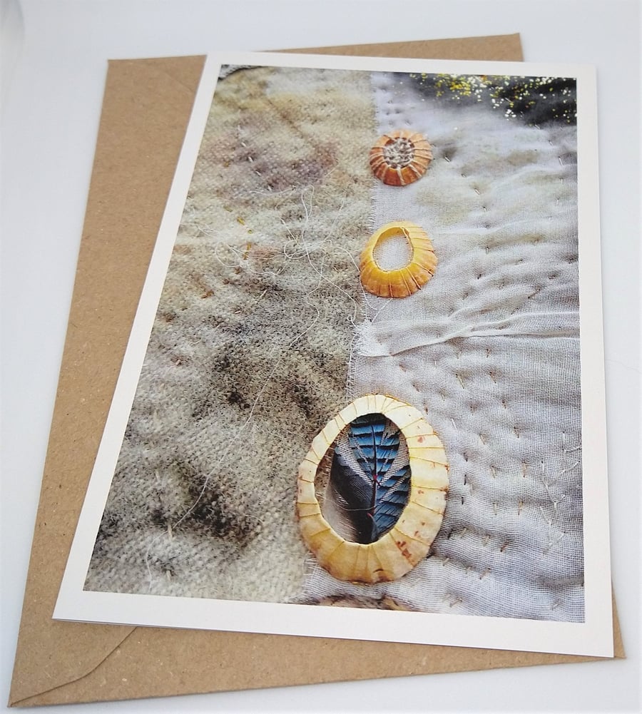 Limpet Shells Textile Collage Greetings Card