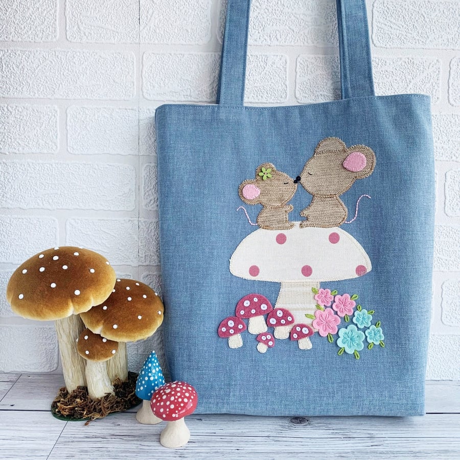 Mice on a Mushroom Tote Bag