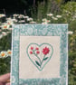 Embroidered Thank you card with heart and flowers - Image 2