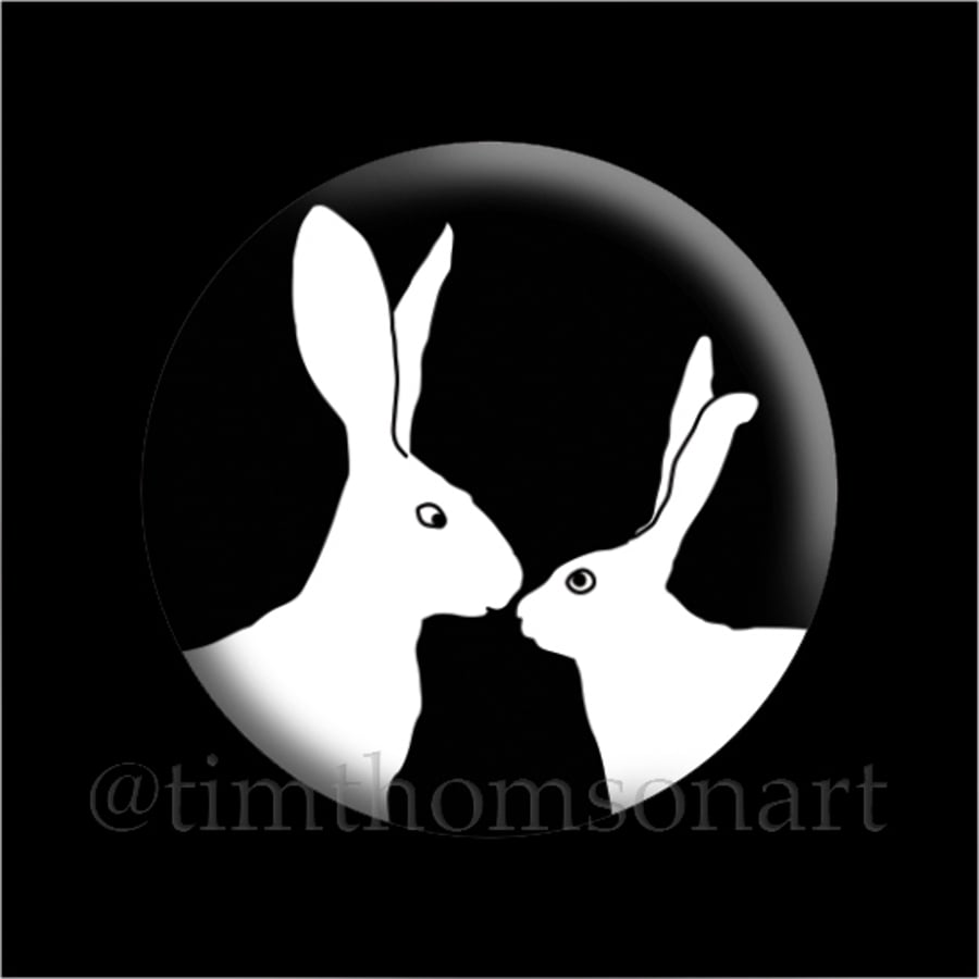 Don't split the hares! Original graphic art, 25mm Button Pin Badge