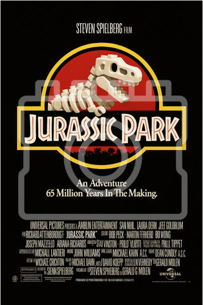 JURASSIC PARK - LEGO-Inspired A4 Movie Cinema Poster - Ready to Frame