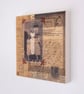 Vintage Paper Collage on Wood Panel, 12x12cms, Free UK Postage (205) - Image 3