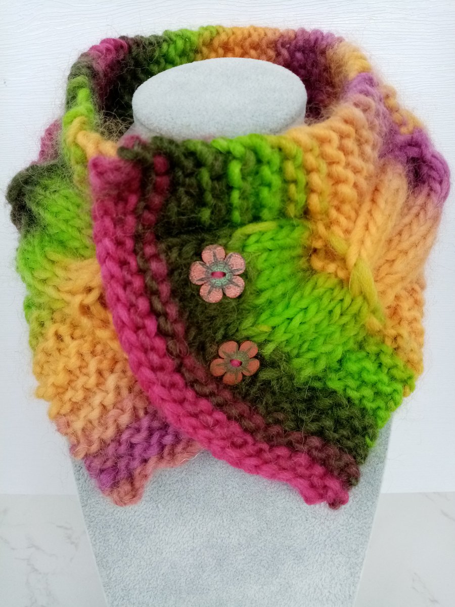 Cable knit neckwarmer for kids 100% pure wool