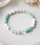 Amazonite, Howlite & Clear Quartz Bracelet - Crystal Jewellery Gift for Her - Image 2