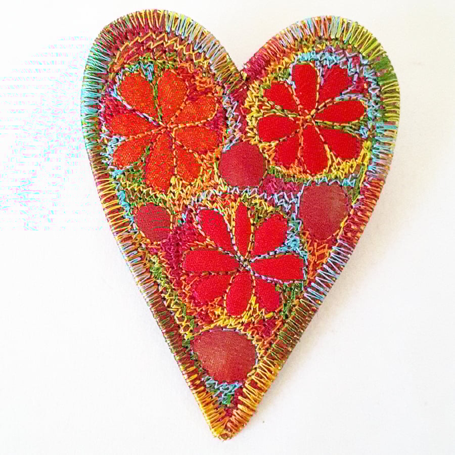 Textile Heart Brooch 