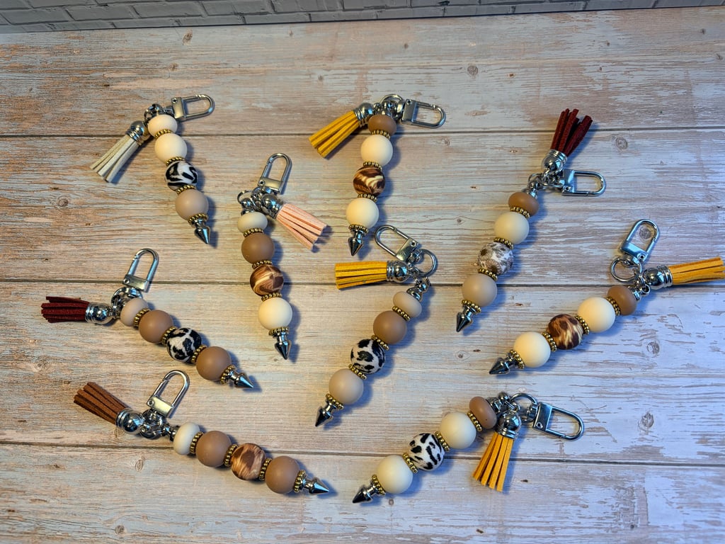 Silicone beaded Keyring with Tassel