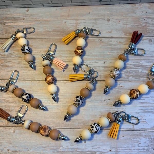 Silicone beaded Keyring with Tassel