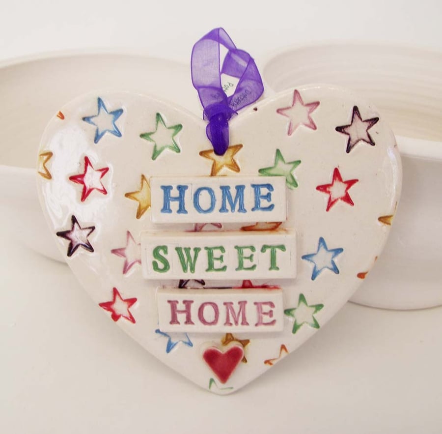 Bright ceramic heart decoration Home Sweet Home