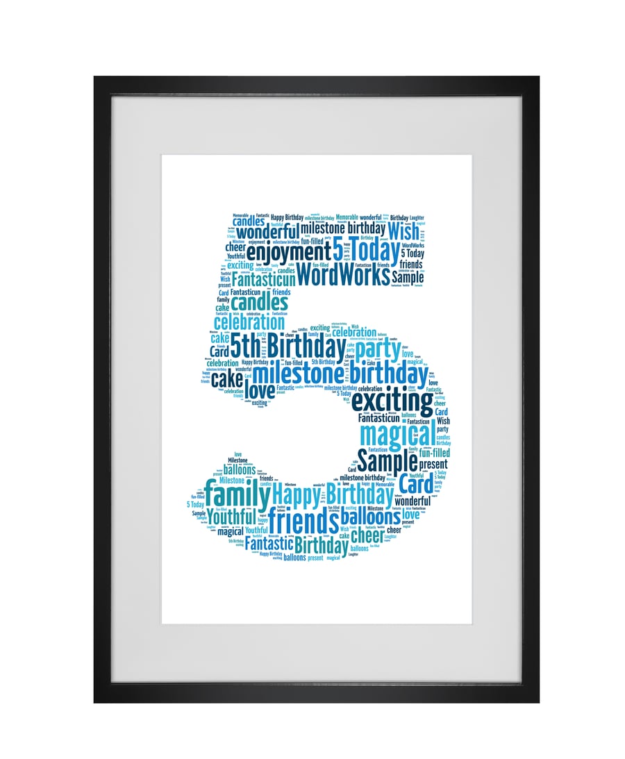 Personalised 5th Birthday Word Art Design Word Art