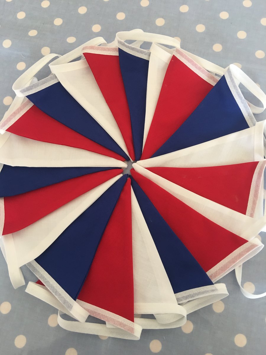 Patriotic red, blue, white cotton fabric bunting ,banner,wedding,event