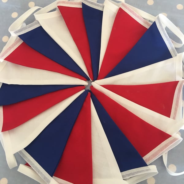 Patriotic red, blue, white cotton fabric bunting ,banner,wedding,event
