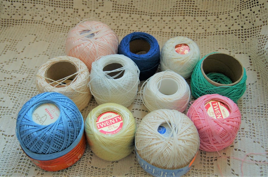 Destash - Mixed lot of crochet cotton cones