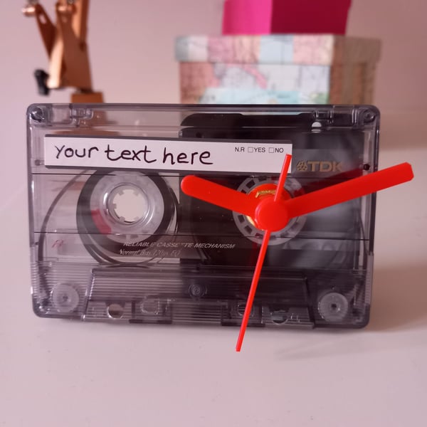 Cassette Tape Desk Clock, Customized gift, 1980s  themed decore