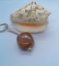 Chestnut Brown Ceramic Cube Key Ring,  Teacher's Gift, Brown Key Ring, Key Ring  - Image 5