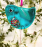 Fused Glass Emerald Green Bird - Image 1