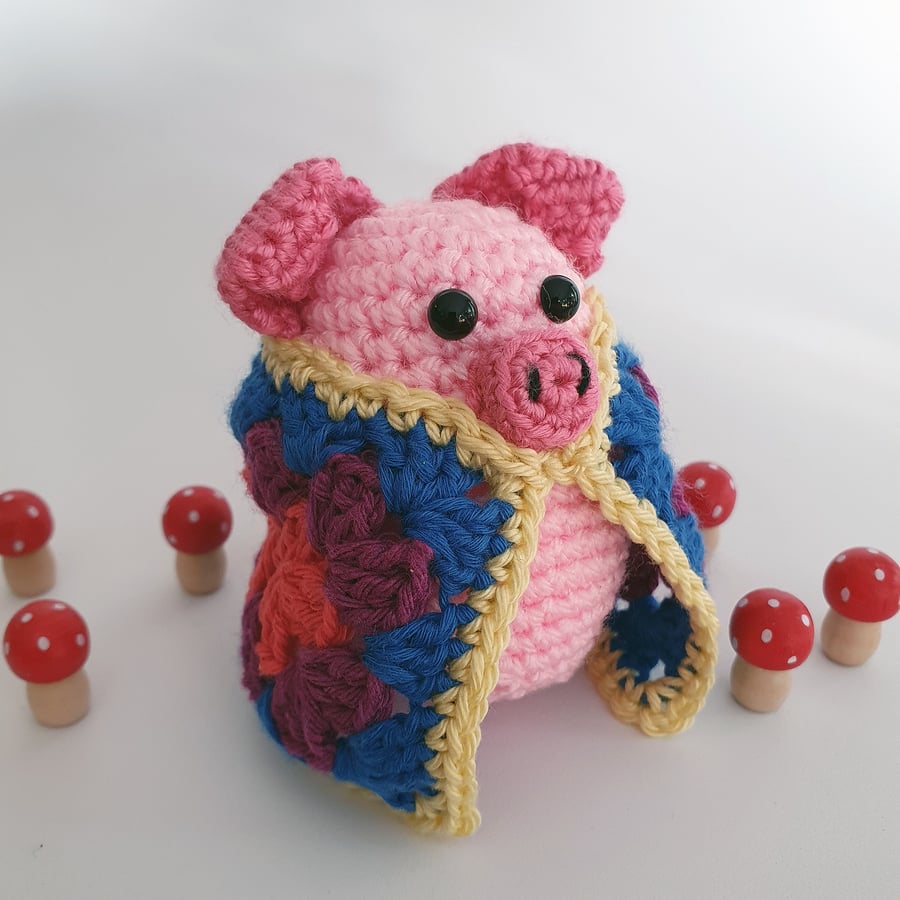 Pig in a Crochet Blanket