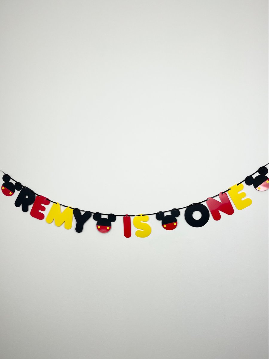 Custom Mickey Mouse Style Birthday Banner Personalised Party Bunting