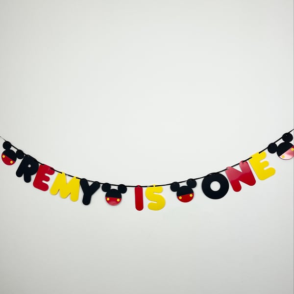 Custom Mickey Mouse Style Birthday Banner Personalised Party Bunting