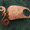 Art Nouveau copper toggle clasp - Willam Morris Flowers- handmade