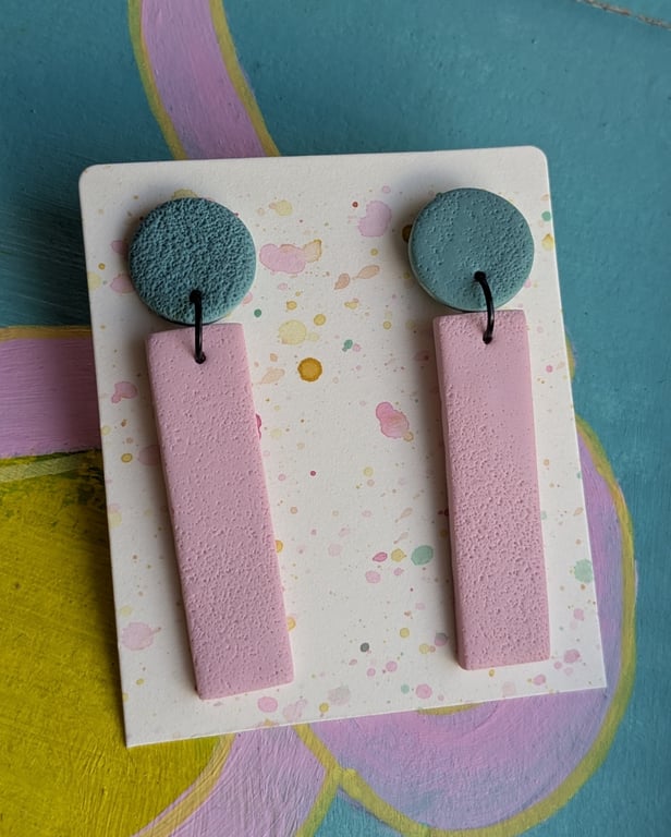 Handmade, colour-block statement earrings