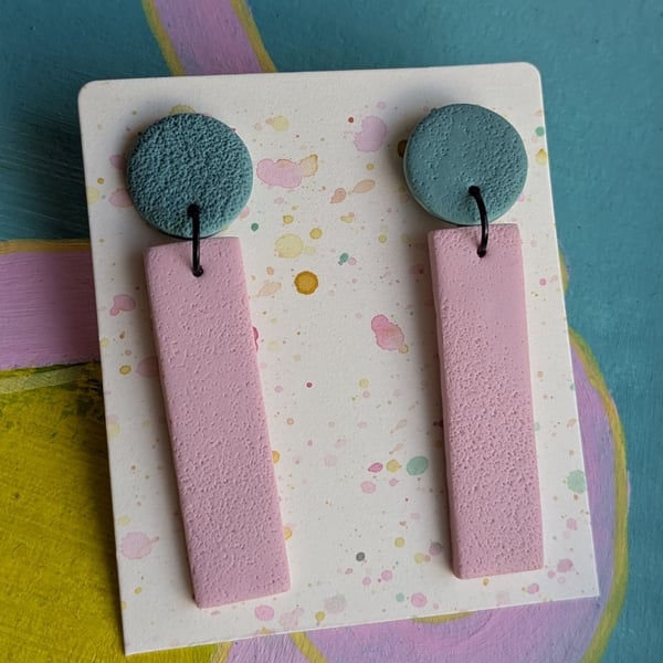 Handmade, colour-block statement earrings