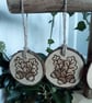 Five pyrography acorn & oak leaf wood slice hanging decorations - Image 3