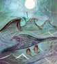 Selkie Art Print, Selkie Seal Moon Magic, Celtic Sea, Seal Wall Decor