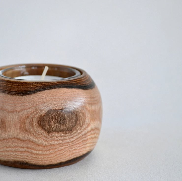 Tea light candle holder - single - wooden - han... - Folksy