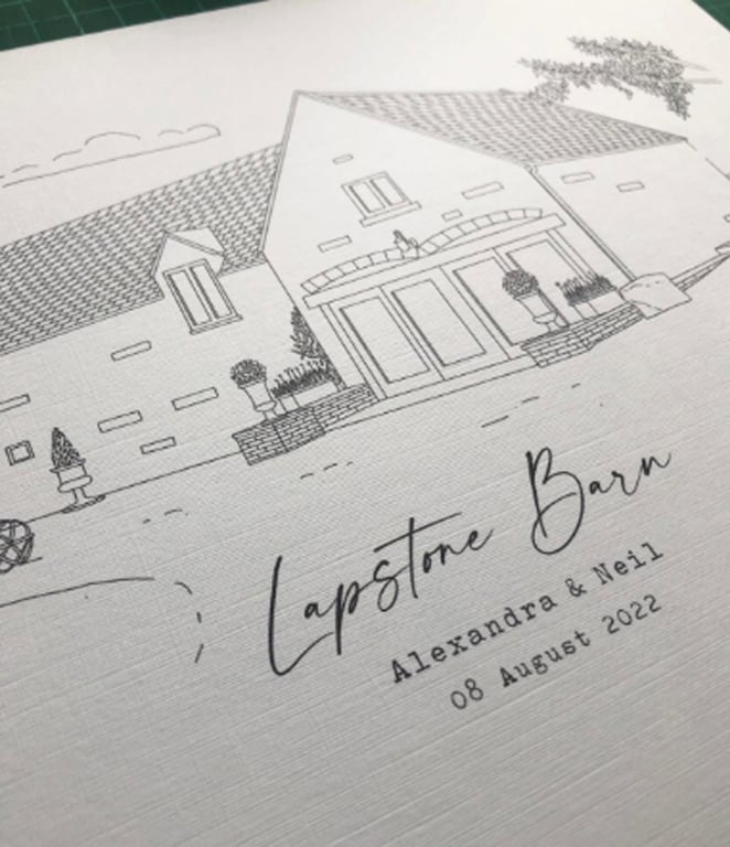 Lapstone Barn - Hand Drawn Wedding Venue Print, Wedding Gift (DIGITAL)