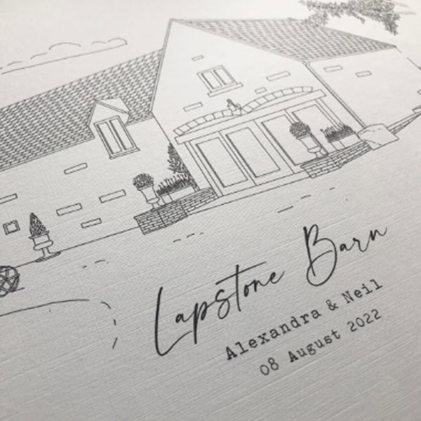Lapstone Barn - Hand Drawn Wedding Venue Print, Wedding Gift (DIGITAL)