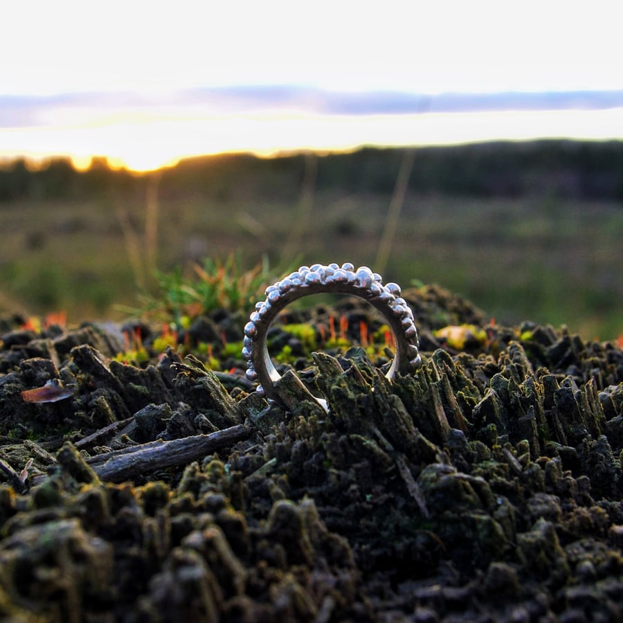 Sterling silver Bubble ring - chunky silver handmade ring