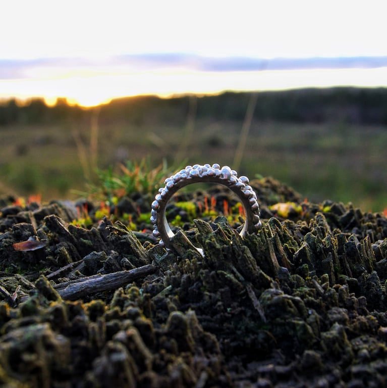 Sterling silver Bubble ring - chunky silver handmade ring