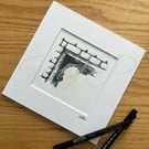 Church window pen and ink sketch - mounted print