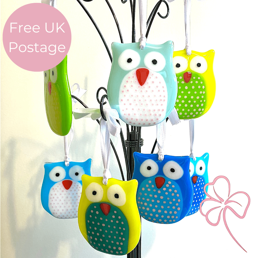 Owl Glass Hanging Decoration 