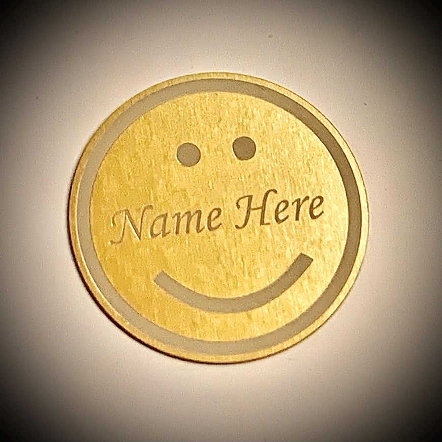 50mm Happy Smiley Face Circle Engraving Plate available in Gold, Silver, Bronze,