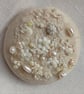 The cream brooch with lace, beads and sequins and lots of french knots - Image 3