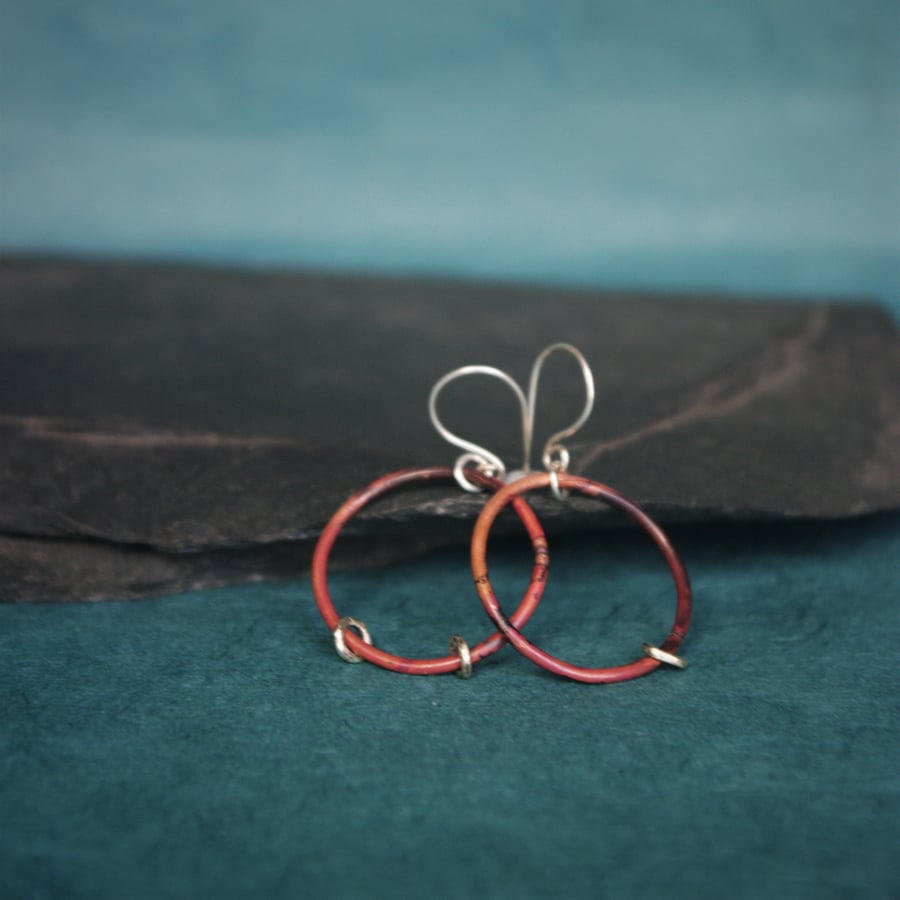 Copper Dangle Hoop Earrings