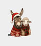 Unique Funny Christmas Sticker Xmas Decal For Adults - Donkey & Sheep