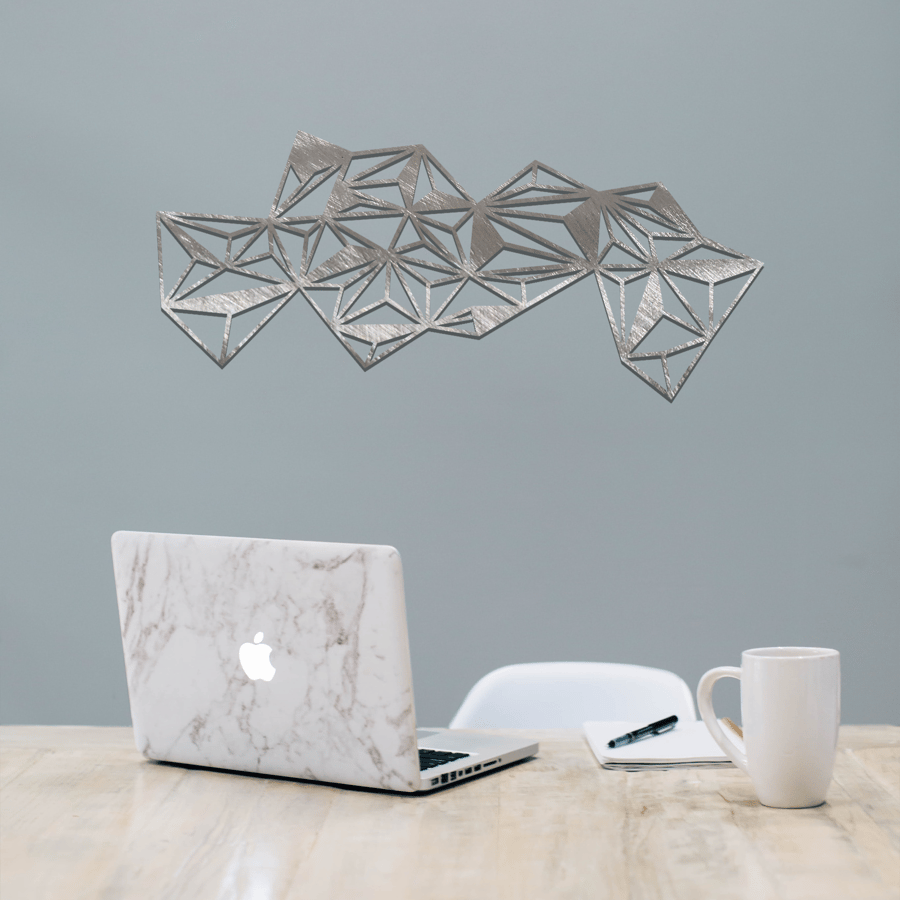 3D Polygon Wall Decor, Metal Modern Abstract, Contemporary Design, Office Decor
