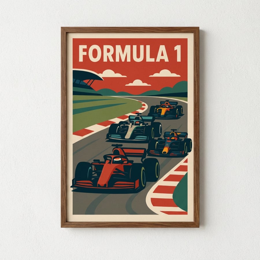 Framed Retro Racing Poster - Vintage Formula 1 Poster