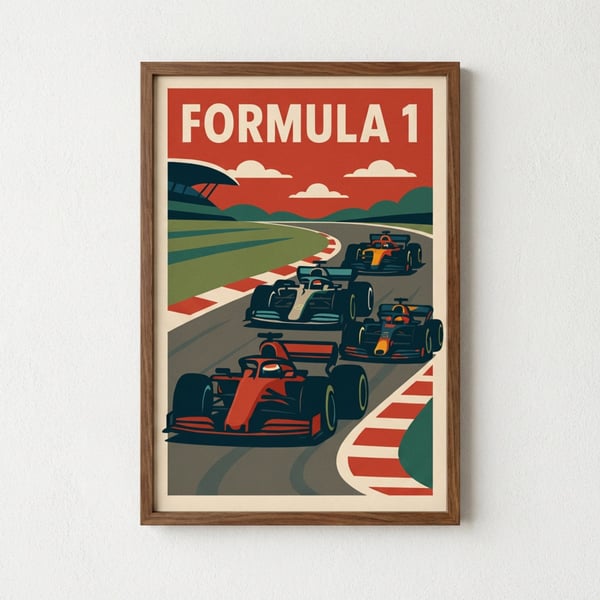 Framed Retro Racing Poster - Vintage Formula 1 Poster