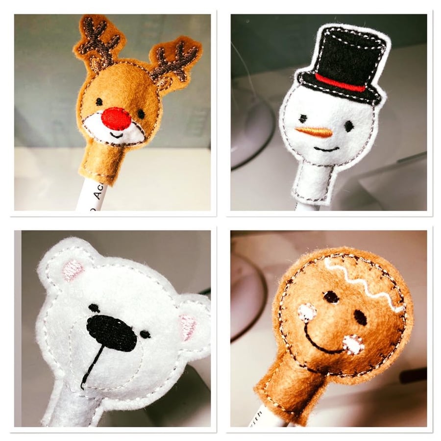 Christmas Pencil Toppers Set of 6