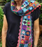 Colourful crocheted winter scarf with a pretty scalloped edge. Free postage.  - Image 1