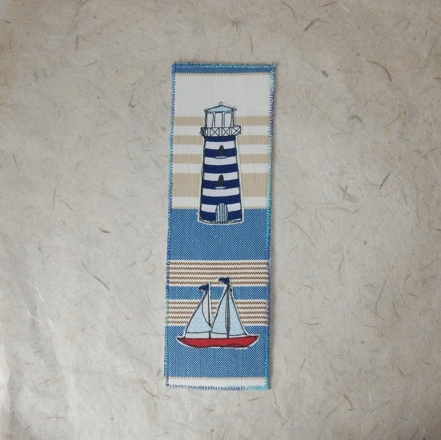 Bookmark sailing boat and lighthouse