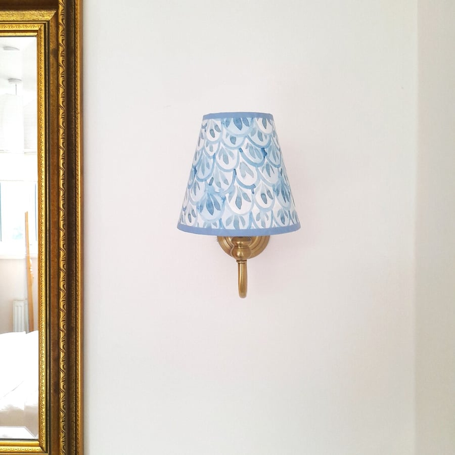 Pastel Blue Clip On Lampshade, small lampshade