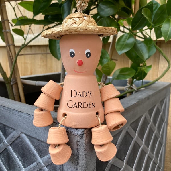 Personalised Plant Pot Man, Dad Garden Gift Idea, Christmas Gift for Dad