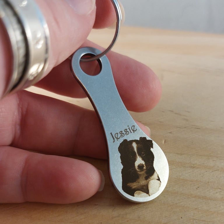 Personalised Photo or Text Engraved Trolley Token Keyring