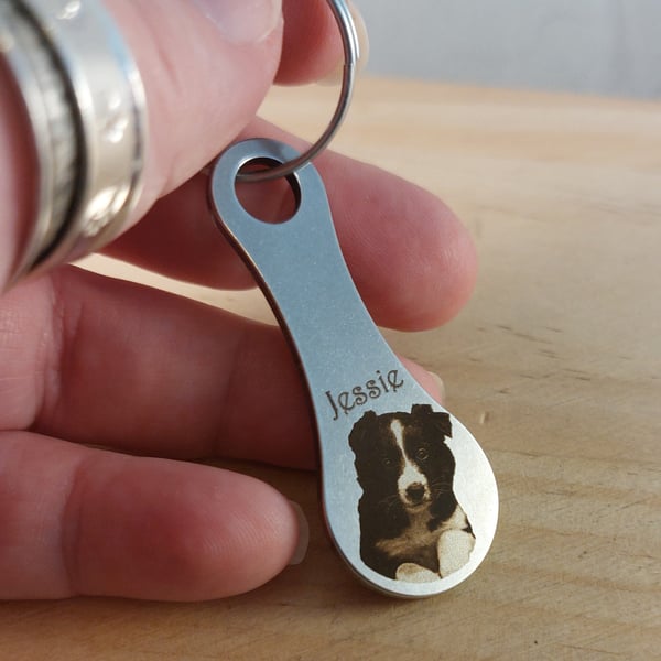 Personalised Photo or Text Engraved Trolley Token Keyring