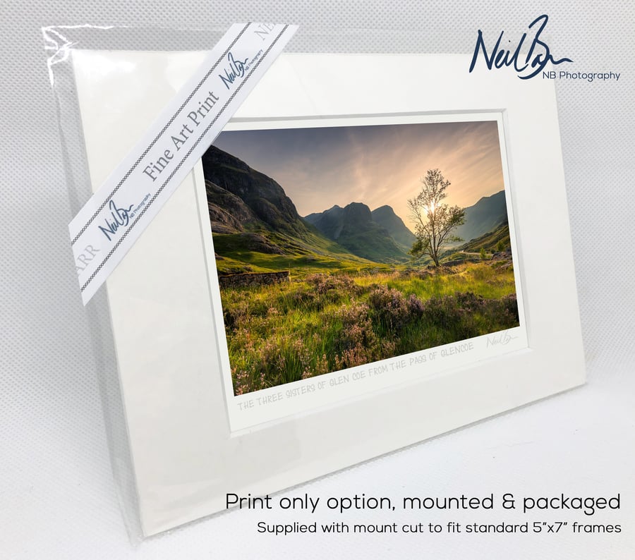 The Three Sisters of Glen Coe, Highlands, Scotland - A6 (7" x 5") Unframed Print