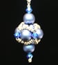 Blue Pearl and Crystal Beaded Bead Earrings - Image 5